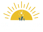 Great Minds Early Childhood Center Logo. Sun with children playing in front of it